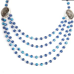 Lotus Moon 6mm Beaded Necklace in Moonlight Comet Blue - Silver